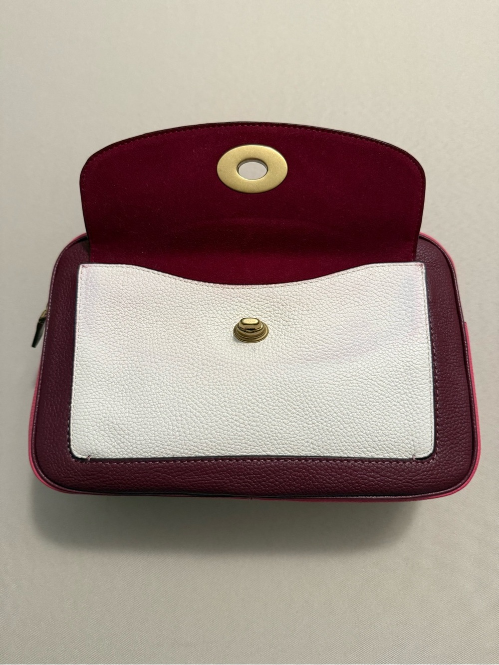 Coach Cassie Colorblock Camera Crossbody Bag in Pink, Cream & Burgundy - Picture 4 of 16